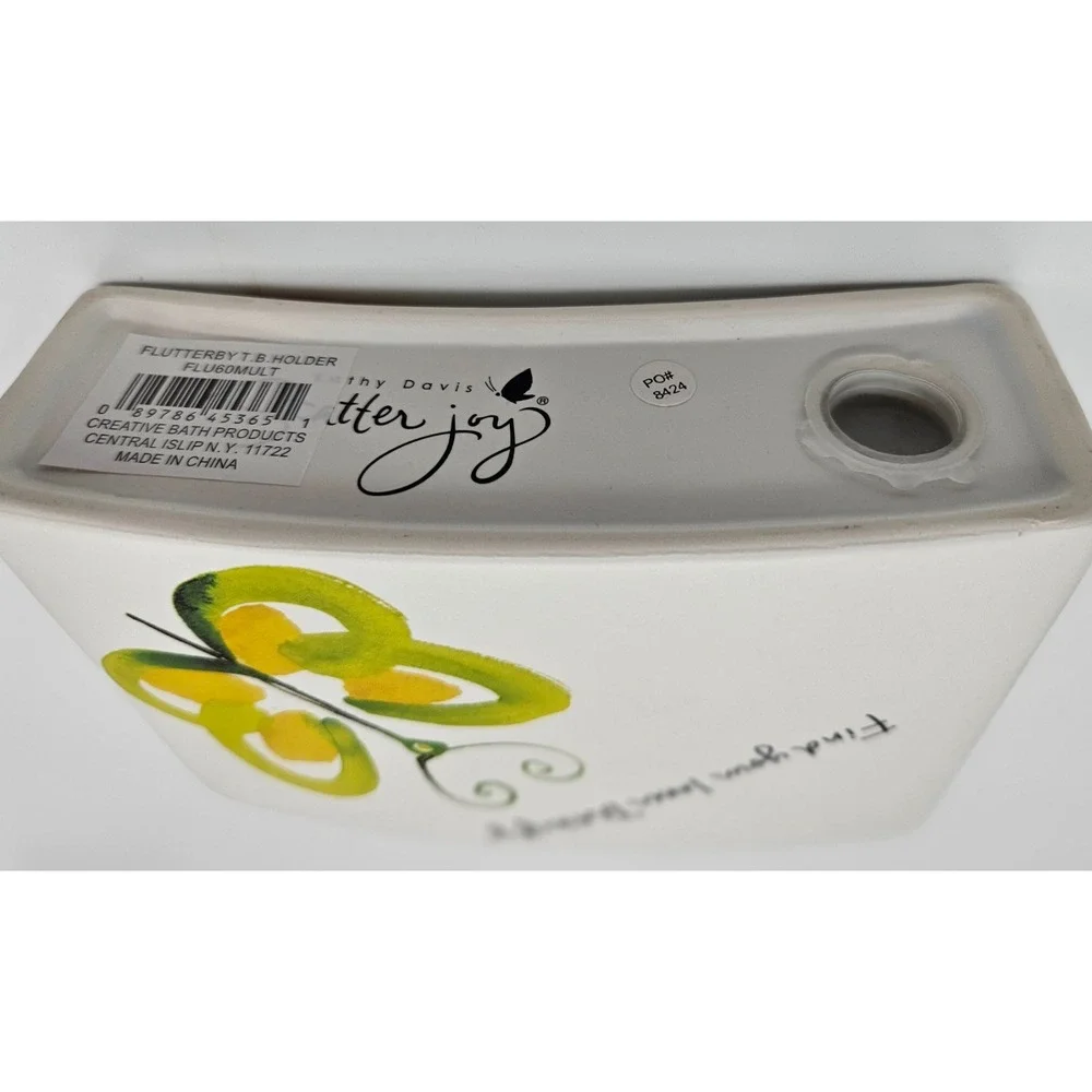 Creative Bath Products‎ Flutterby Toothbrush Holder White Yellow Butterfly